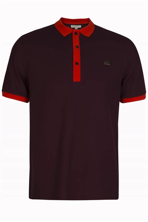 burgundy burberry polo